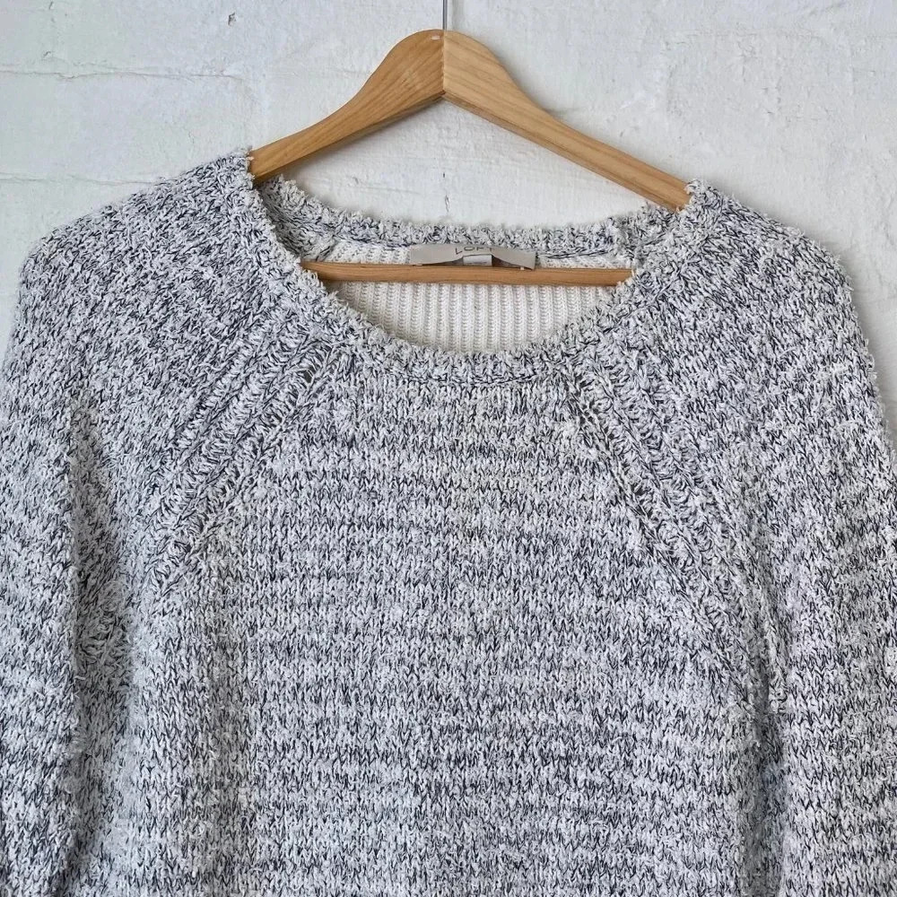 Loft Gray White Sweater Medium - Picture 2 of 3